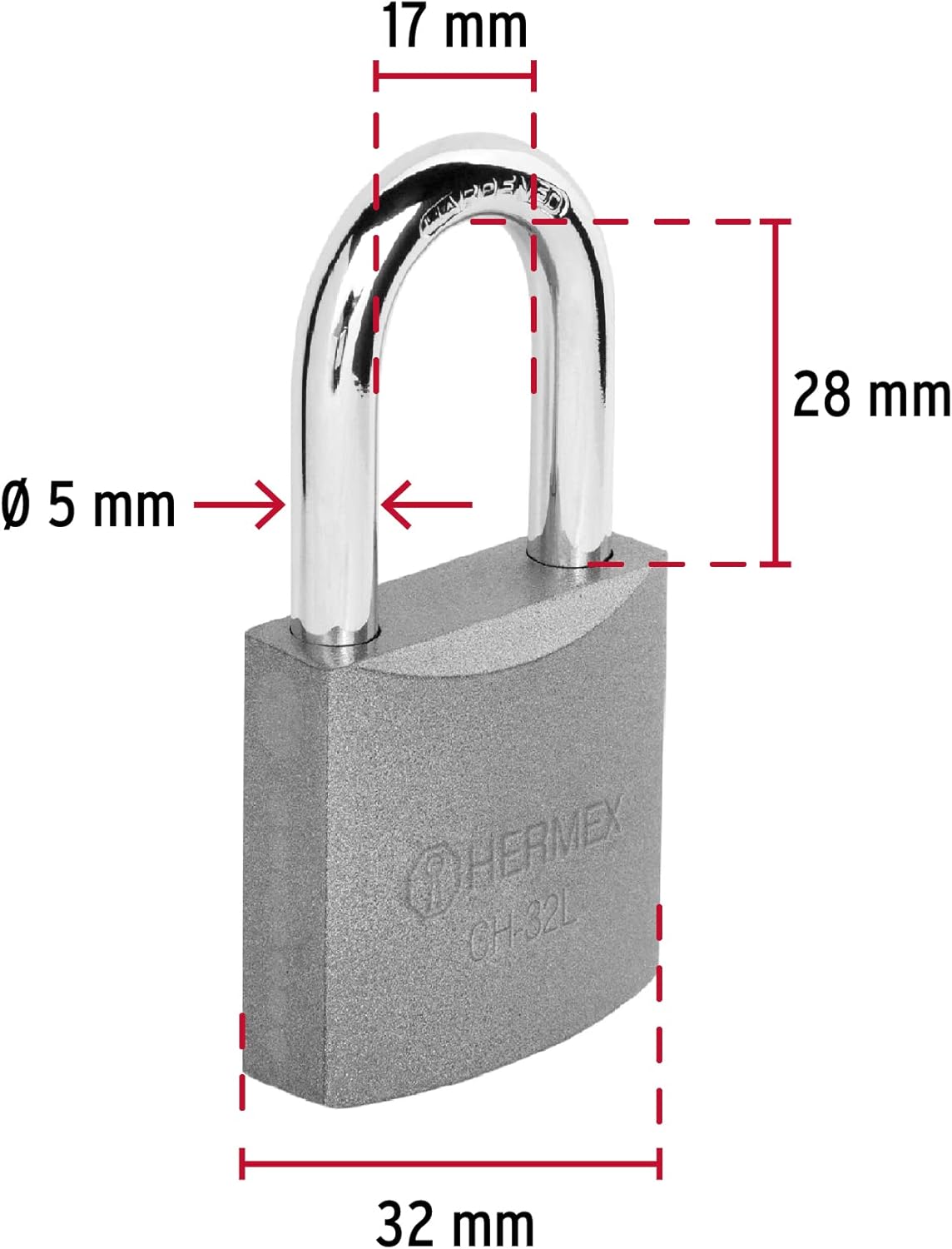 Heavy Duty HERMEX CHB-32L Iron Padlock with 32MM Shackle - Durable Security Lock for Home and Business Use