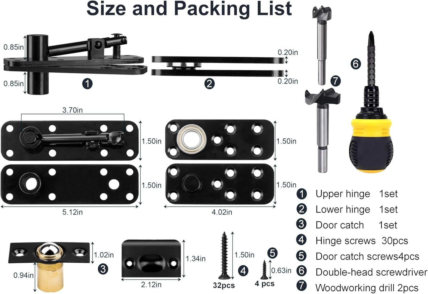 Heavy Duty Hidden Door Hinge Hardware with 570Lbs Load-Bearing - 360° Rotation for Secret Door Bookcase - Includes 2 Drills - WildKart