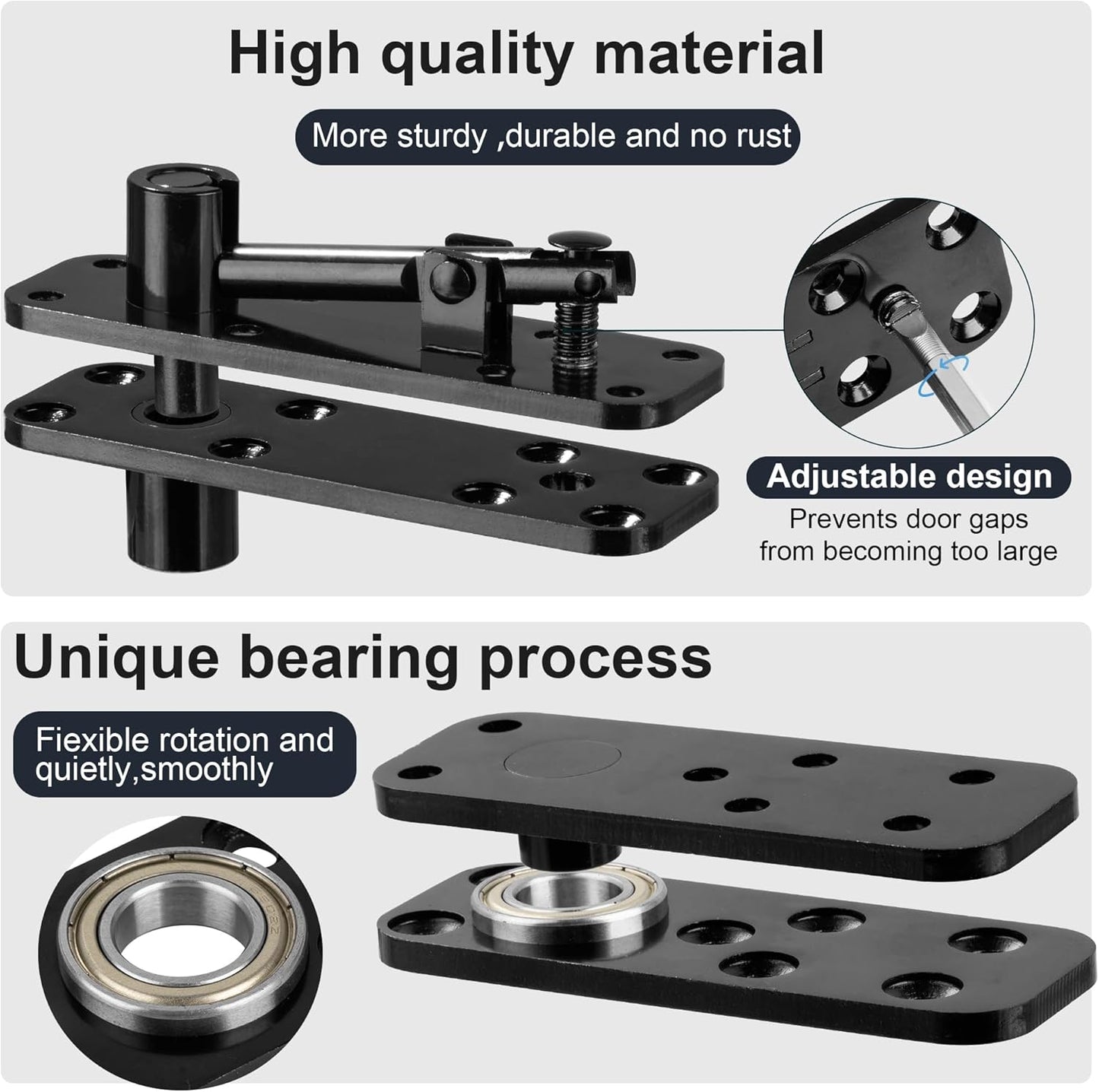 Heavy Duty Hidden Door Hinge Hardware with 570Lbs Load-Bearing - 360° Rotation for Secret Door Bookcase - Includes 2 Drills - WildKart