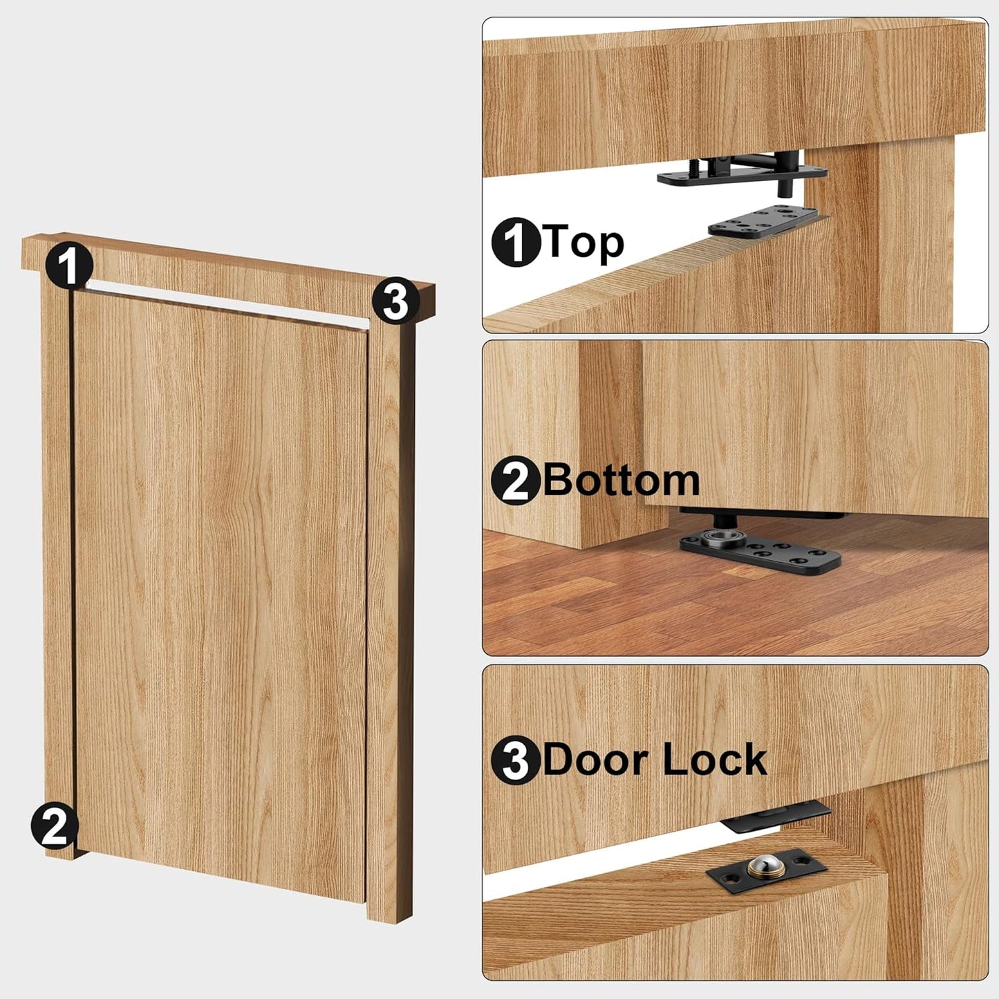 Heavy Duty Hidden Door Hinge Hardware with 570Lbs Load-Bearing - 360° Rotation for Secret Door Bookcase - Includes 2 Drills - WildKart