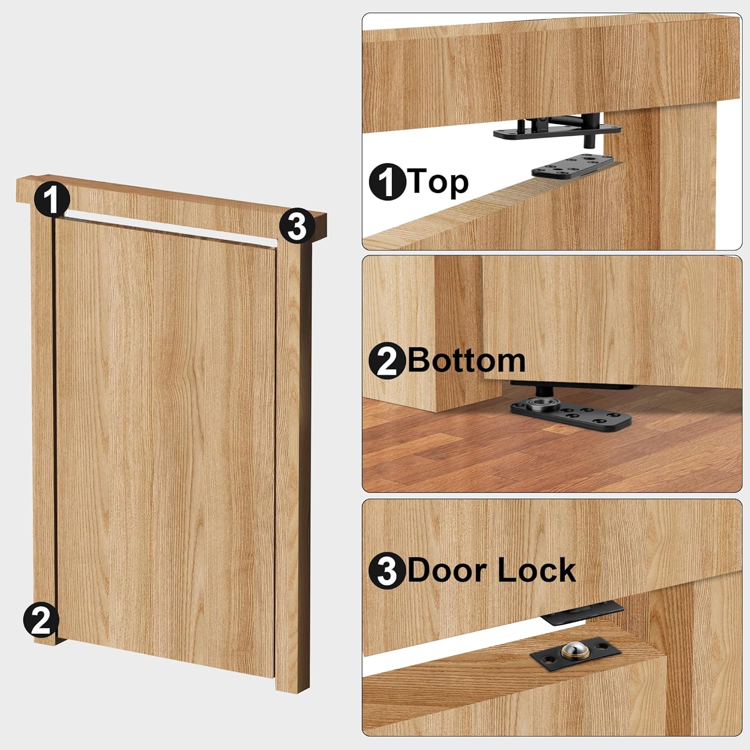 Heavy Duty Hidden Door Hinge Hardware with 570Lbs Load-Bearing - 360° Rotation for Secret Door Bookcase - Includes 2 Drills - WildKart