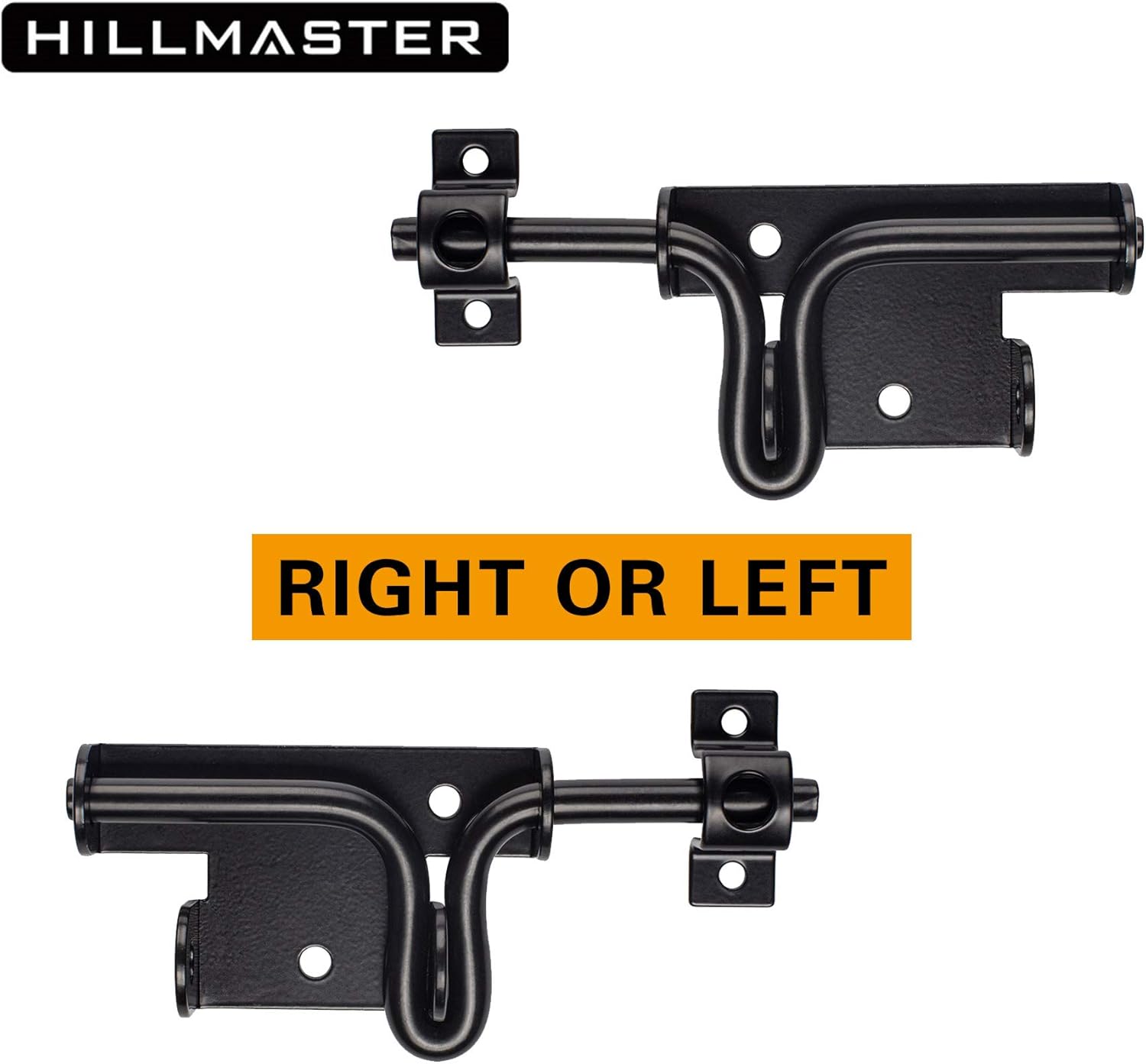 Heavy Duty Hillmaster Slide Bolt Gate Latch with Padlock Hole - Black Barrel Bolt Slide Latch for Wooden Fence Doors - Gate Hardware for Wood, Vinyl, Barns, and Sheds - WildKart