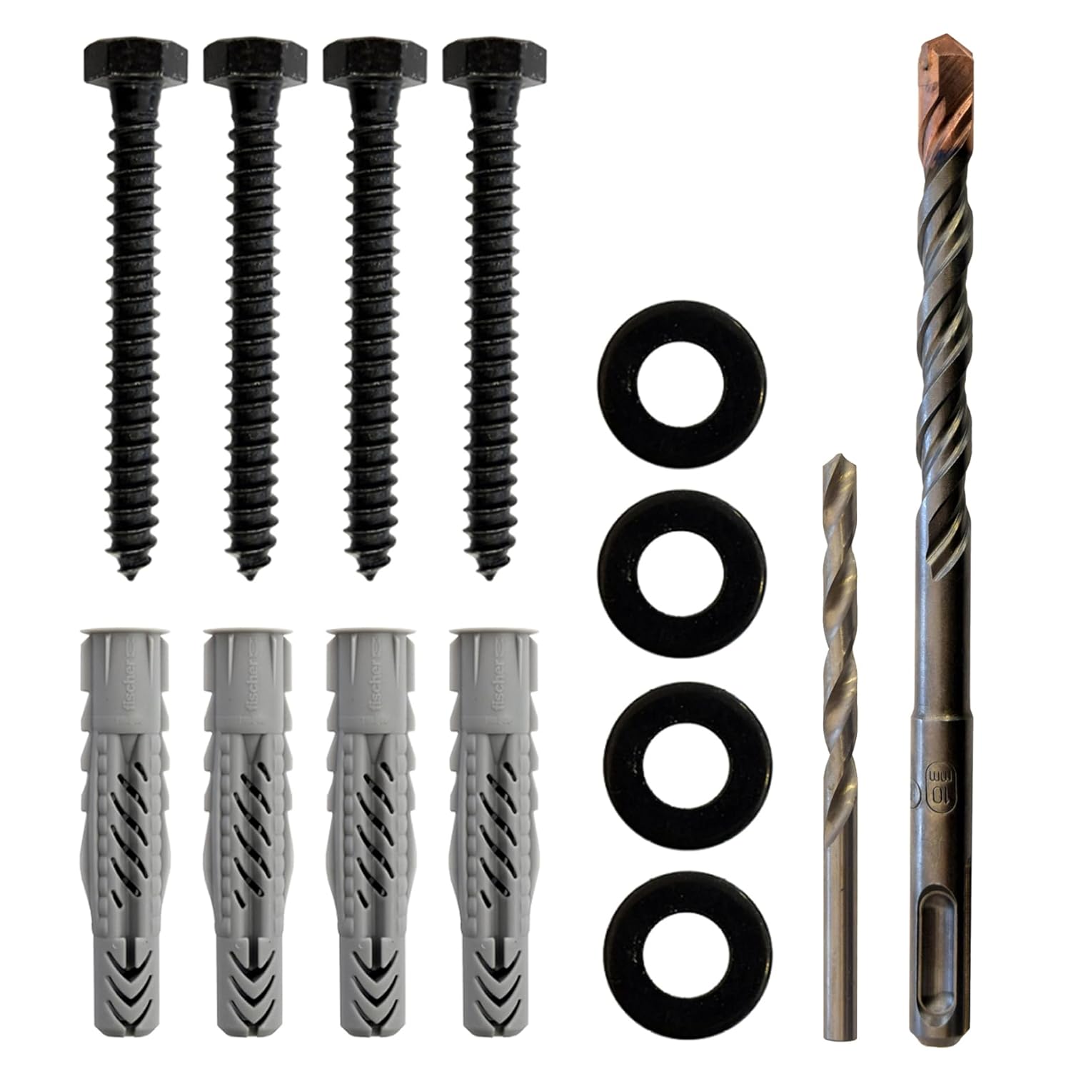 Heavy Duty Lag Bolt Kit for TV Mounting in Wood or Concrete - Includes Bolts, Anchors, and Drill Bits
