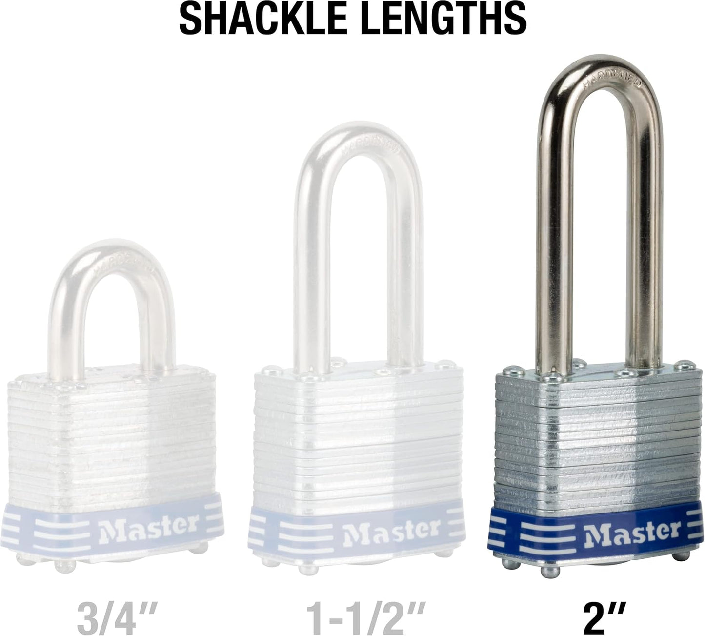 Heavy Duty Master Lock 3DLH Outdoor Padlock with Key - 2" Shackle - Silver - 1 Pack