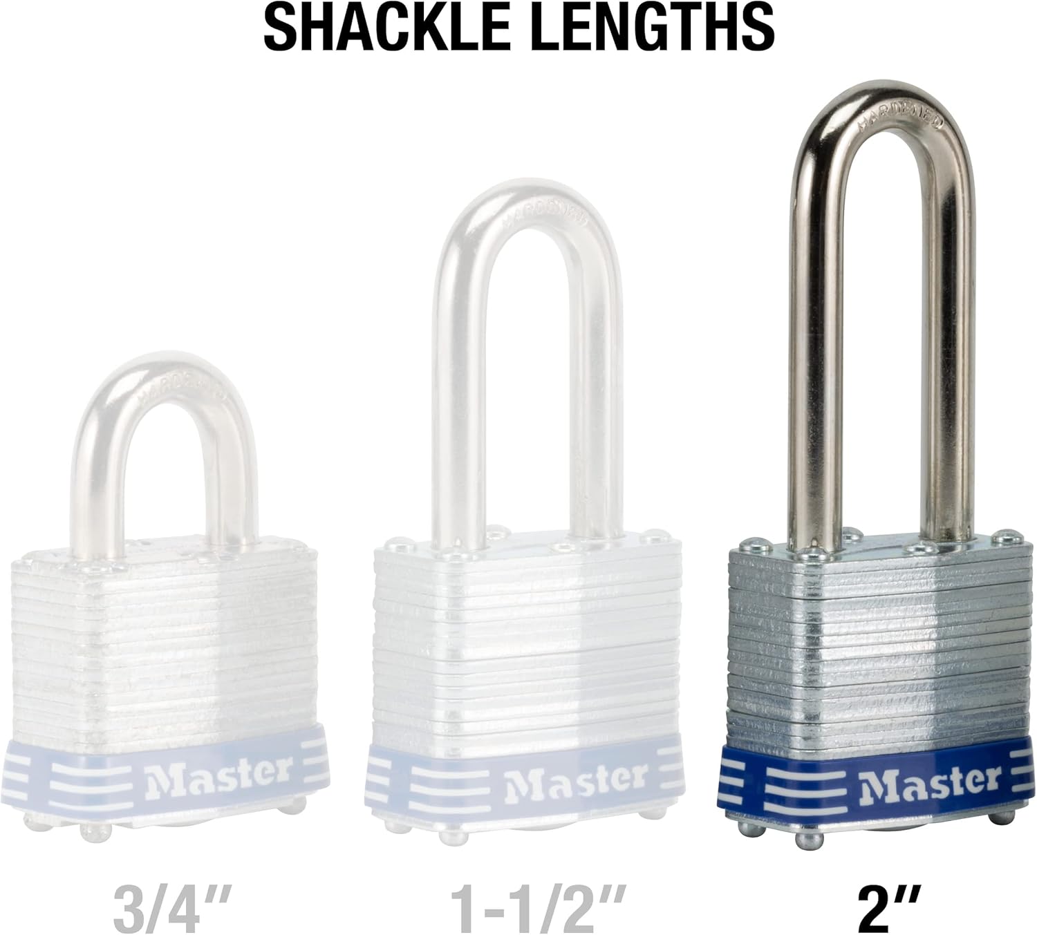 Heavy Duty Master Lock 3DLH Outdoor Padlock with Key - 2" Shackle - Silver - 1 Pack