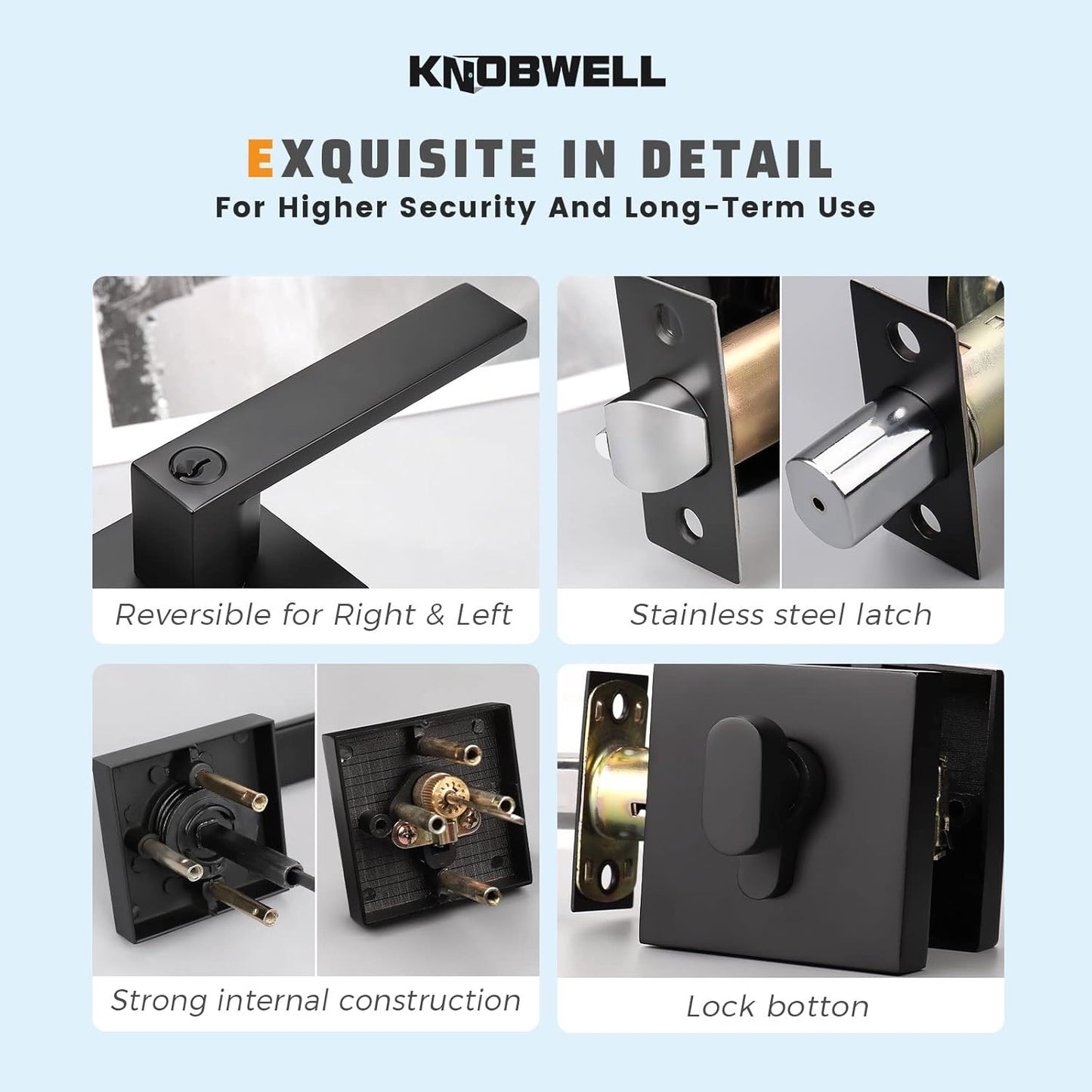 Heavy Duty Matte Black Front Door Handle and Deadbolt Set for Office and Home Security - Keyed Entry and Single Cylinder Deadbolt Lock