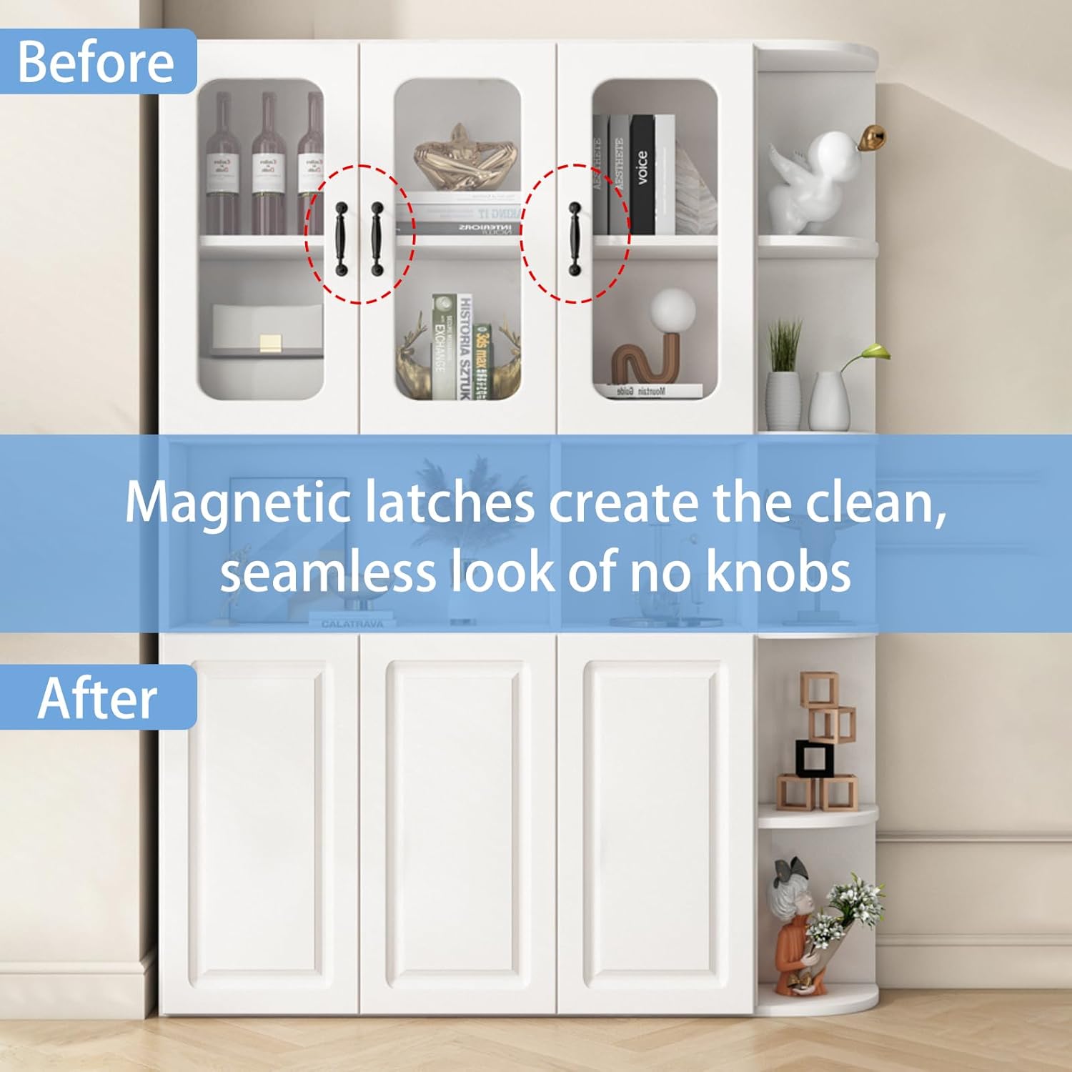 Heavy Duty Metal Cabinet Door Catches - 2 Pack Double Push Open Touch Latches for Kitchen Drawers - Push Release Latch for Cabinet Hardware