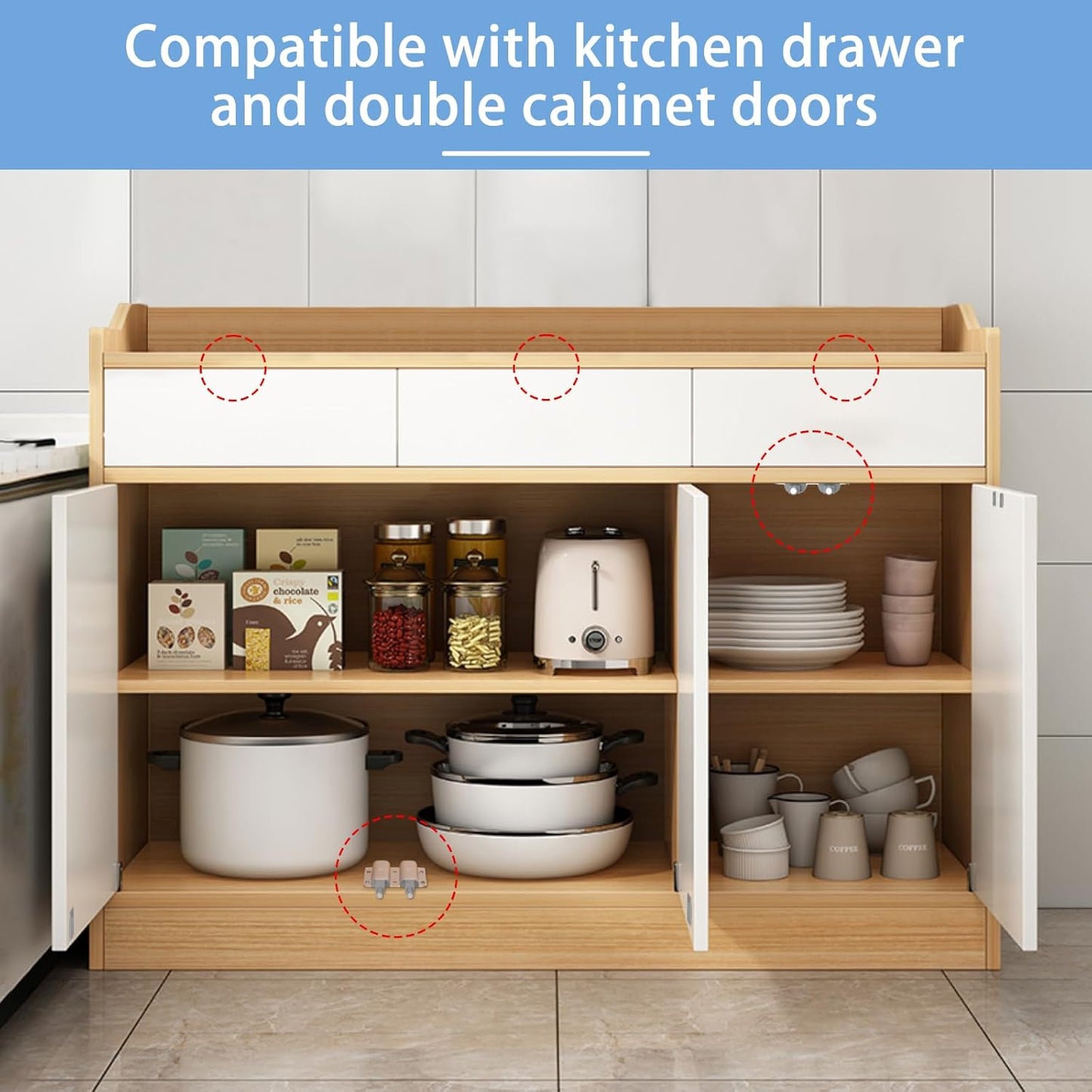 Heavy Duty Metal Cabinet Door Catches - 2 Pack Double Push Open Touch Latches for Kitchen Drawers - Push Release Latch for Cabinet Hardware