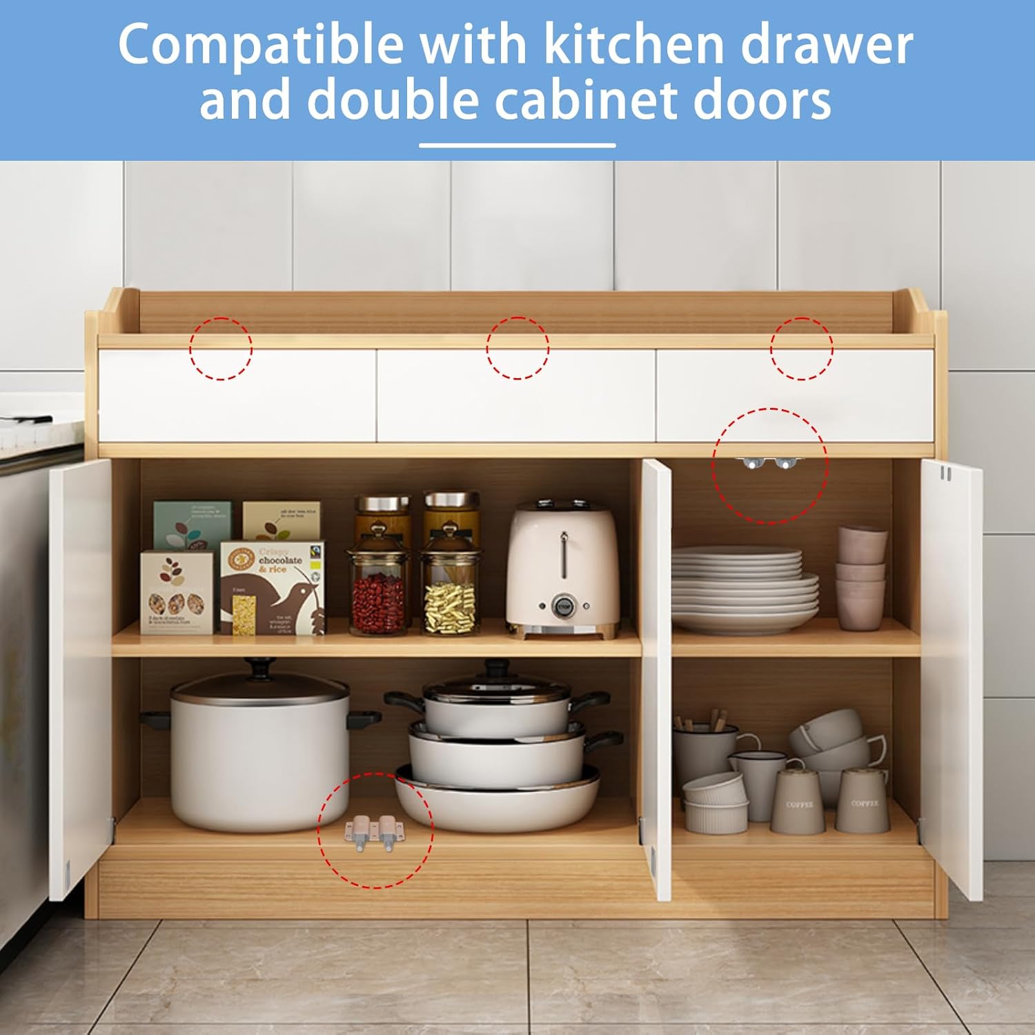 Heavy Duty Metal Cabinet Door Catches - 2 Pack Double Push Open Touch Latches for Kitchen Drawers - Push Release Latch for Cabinet Hardware