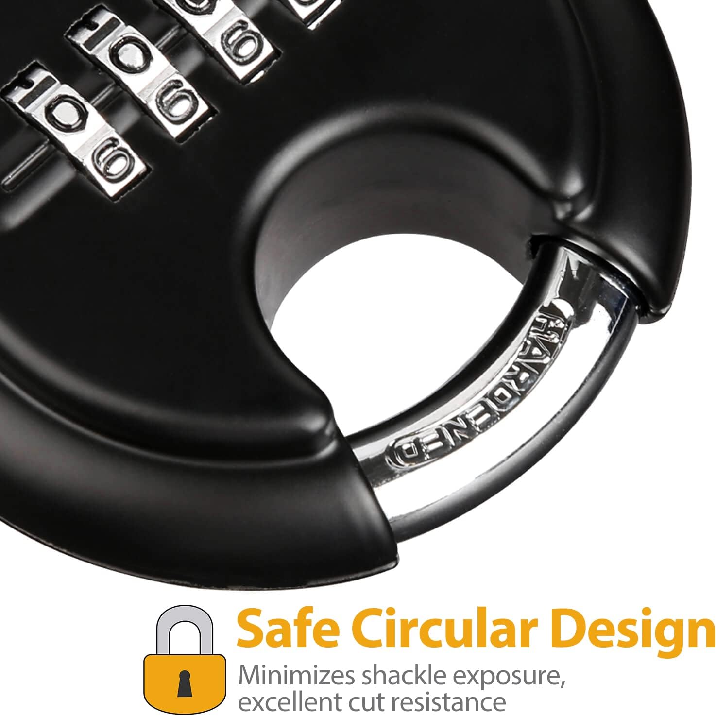 Heavy Duty Outdoor Combination Disc Padlock - 4 Digit Code Lock for Storage Unit, Gate, Fence, Trailer - 3/8" Shackle - Black - 1 Piece - WildKart