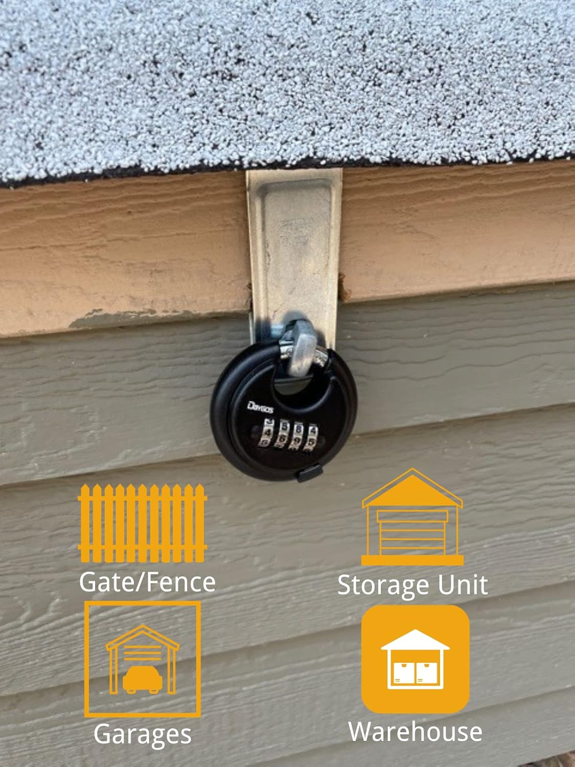 Heavy Duty Outdoor Combination Disc Padlock - 4 Digit Code Lock for Storage Unit, Gate, Fence, Trailer - 3/8" Shackle - Black - 1 Piece - WildKart