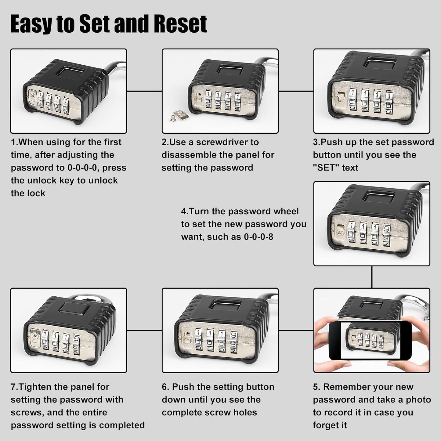 Heavy Duty Outdoor Combination Padlock with One-Touch Unlocking - Weatherproof & High Security for Locker, Home, School, Garage, Gate, Garden - Hidden Password Design for Maximum Protection - WildKart