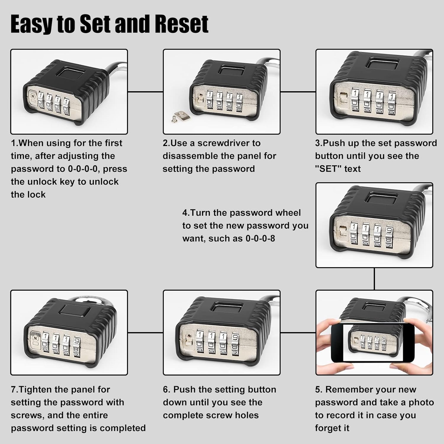 Heavy Duty Outdoor Combination Padlock with One-Touch Unlocking - Weatherproof & High Security for Locker, Home, School, Garage, Gate, Garden - Hidden Password Design for Maximum Protection - WildKart