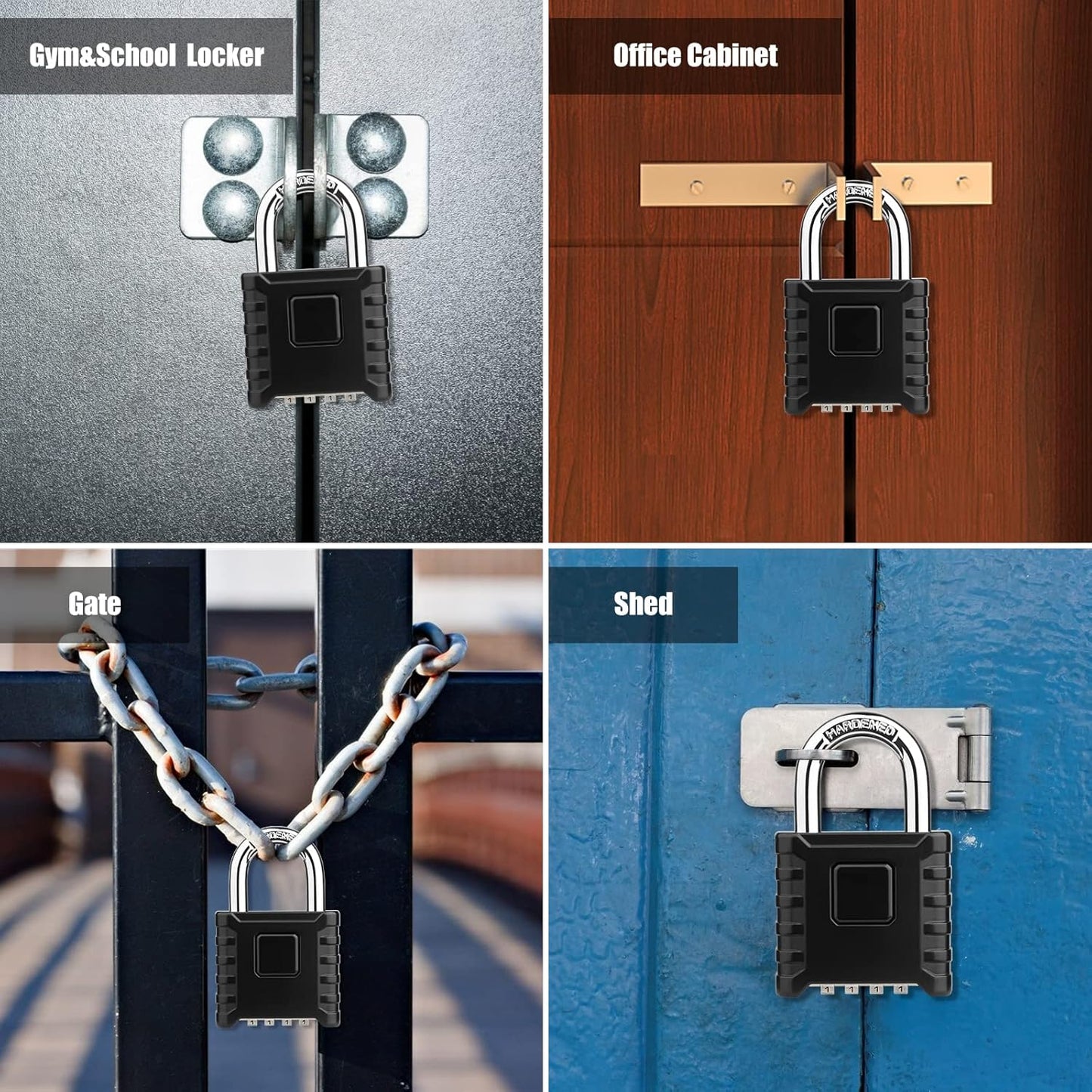 Heavy Duty Outdoor Combination Padlock with One-Touch Unlocking - Weatherproof & High Security for Locker, Home, School, Garage, Gate, Garden - Hidden Password Design for Maximum Protection - WildKart