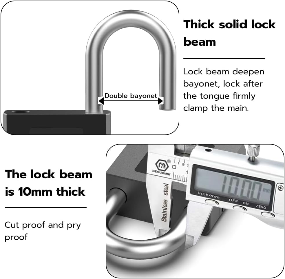 Heavy Duty Outdoor Waterproof Gate Padlock with Fingerprint & Phone App Control - Keyless Combination Lock with 2600lbs Strength - WildKart