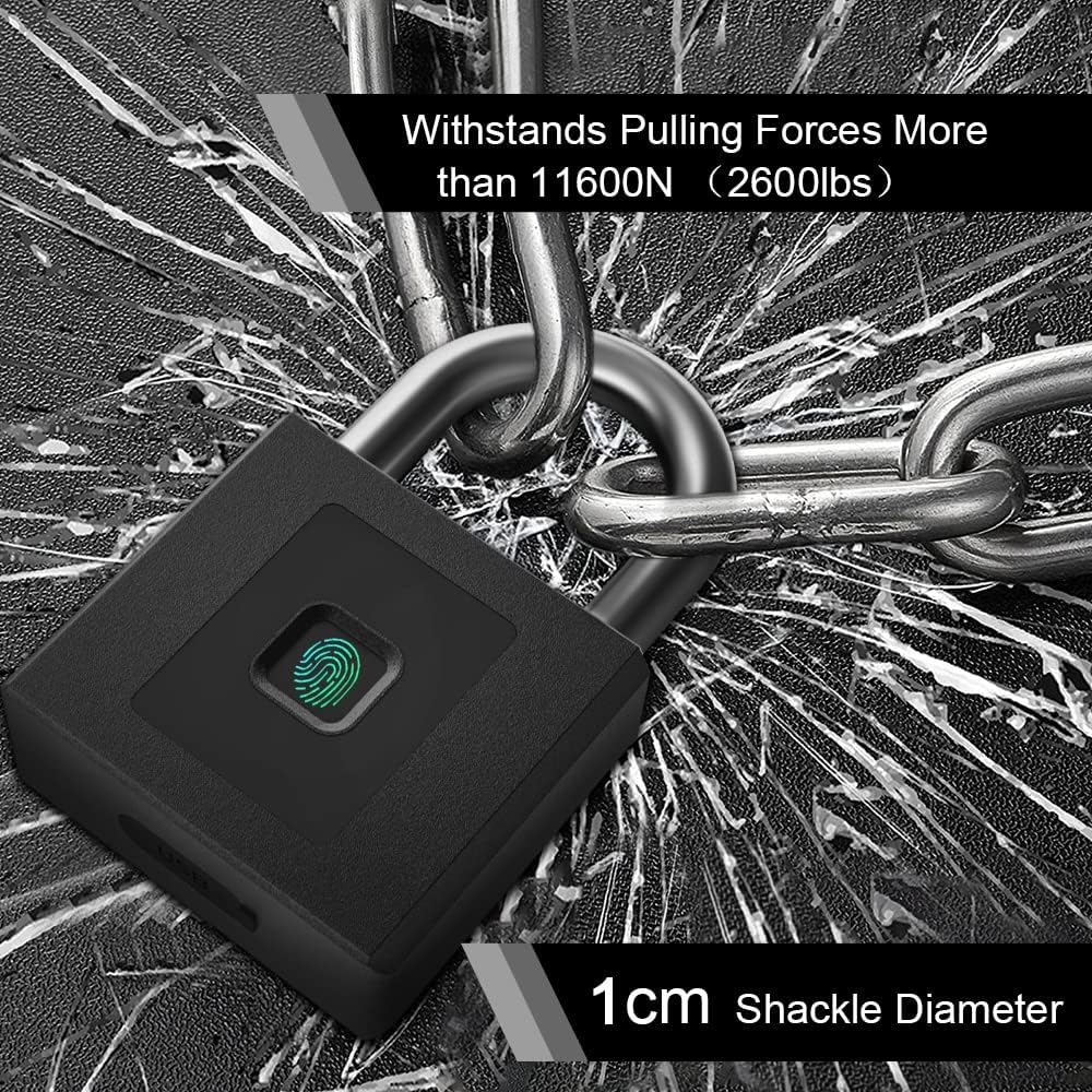 Heavy Duty Outdoor Waterproof Gate Padlock with Fingerprint & Phone App Control - Keyless Combination Lock with 2600lbs Strength - WildKart