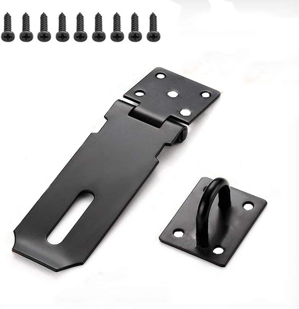 Heavy Duty Padlock Hasp and Staple Set with Screws for Doors, Windows, Cabinets, Gates, Sheds - Secure Latch for Pet Cages and Crates