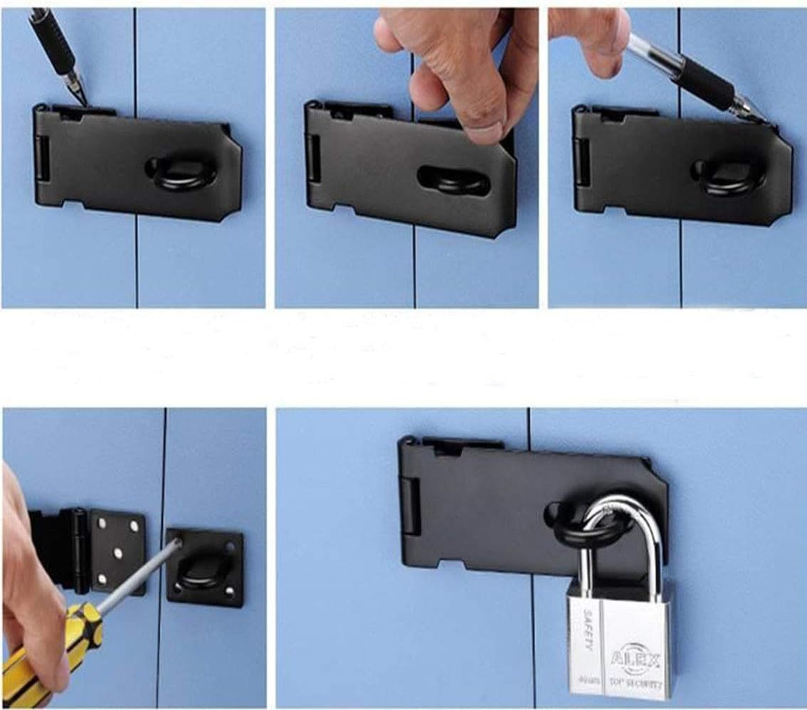 Heavy Duty Padlock Hasp and Staple Set with Screws for Doors, Windows, Cabinets, Gates, Sheds - Secure Latch for Pet Cages and Crates