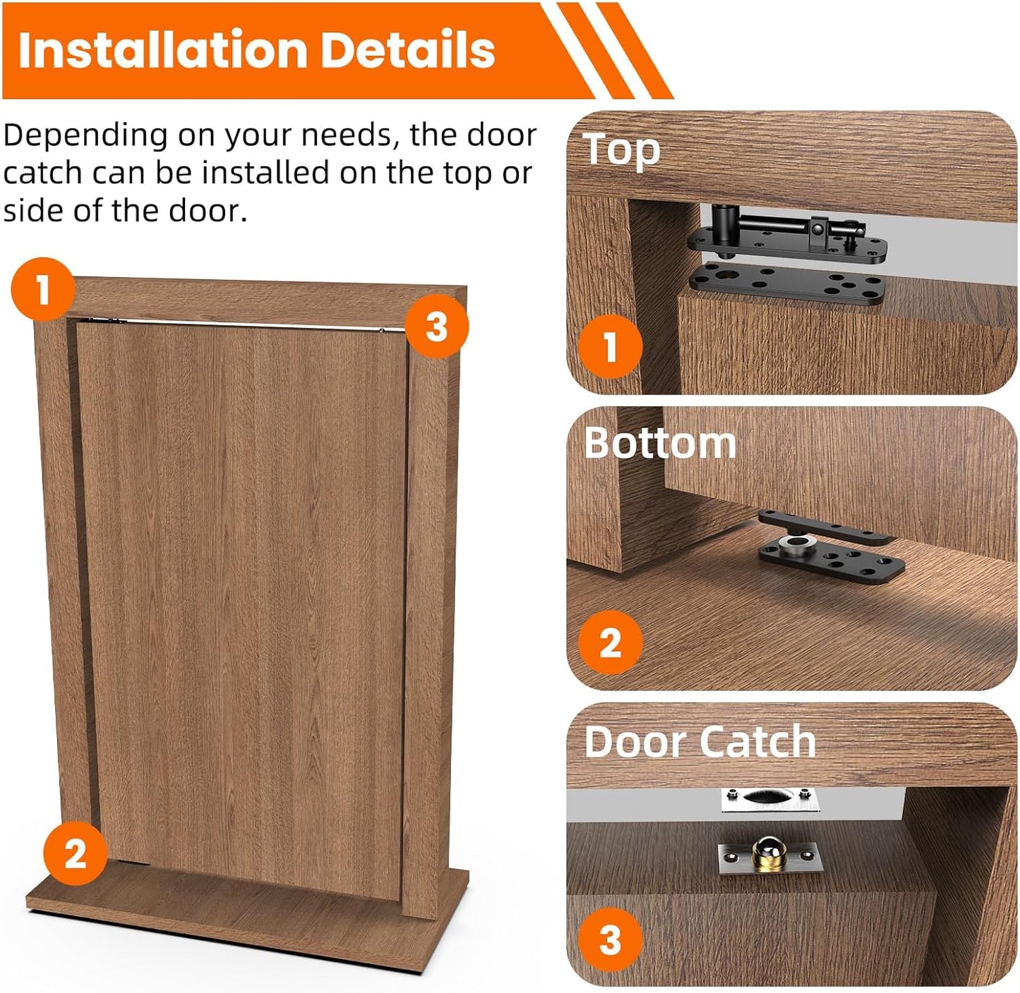 Heavy Duty Pivot Hinge Kit for Hidden Door - 2 Pairs, 570LBS Load-Bearing, 360° Rotation - Ideal for Bookcase, Murphy Door, Secret Door - Invisible Hardware
