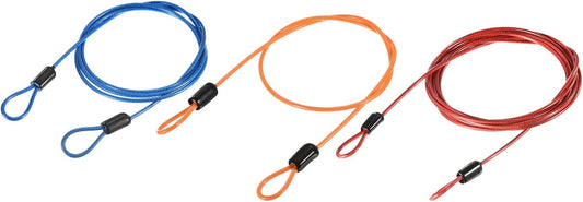 Heavy-Duty Plastic Coated Steel Security Cable Lock Rope Set - Orange, Blue, Red (2.5mm x 0.5m, 1m, 2m)