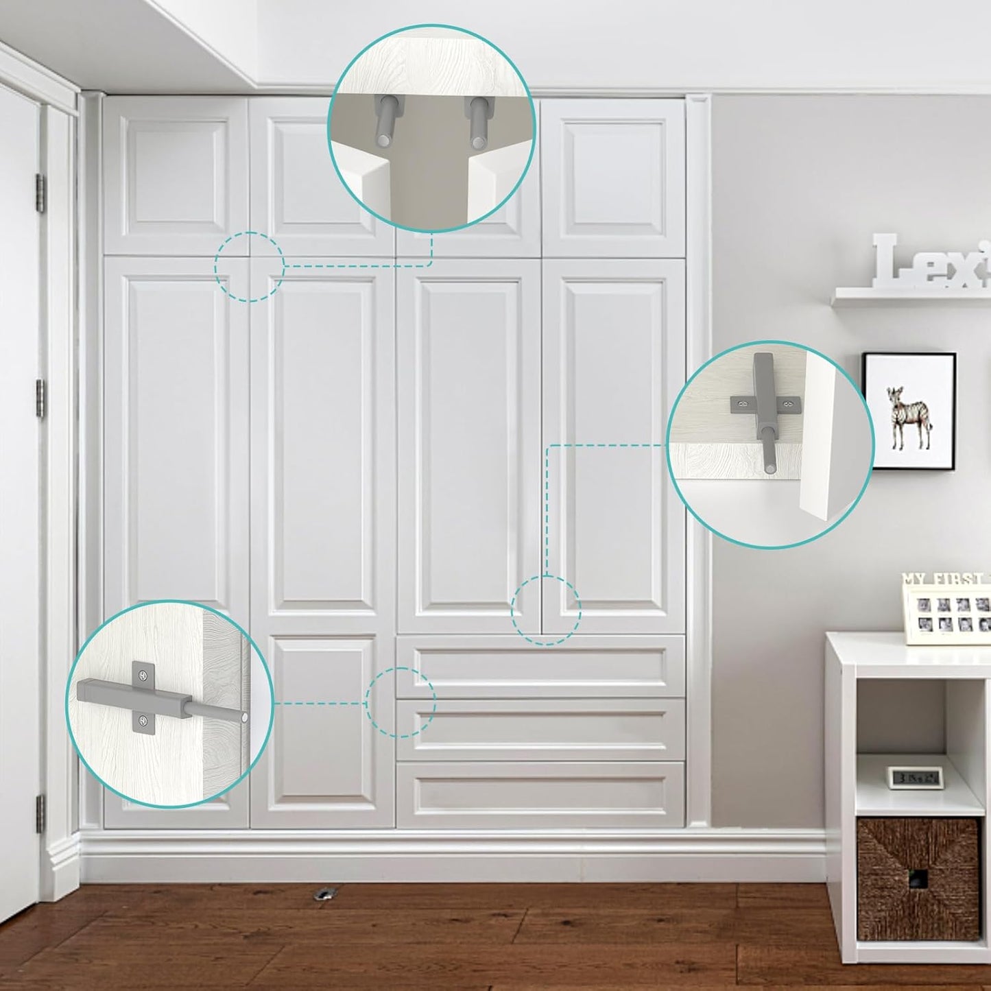 Heavy Duty Push Touch Latch 2 Pack for Cabinets, Doors, Drawers - Magnetic Spring Loaded Push to Open Catch for RV, Barn, Kitchen - Gray Color