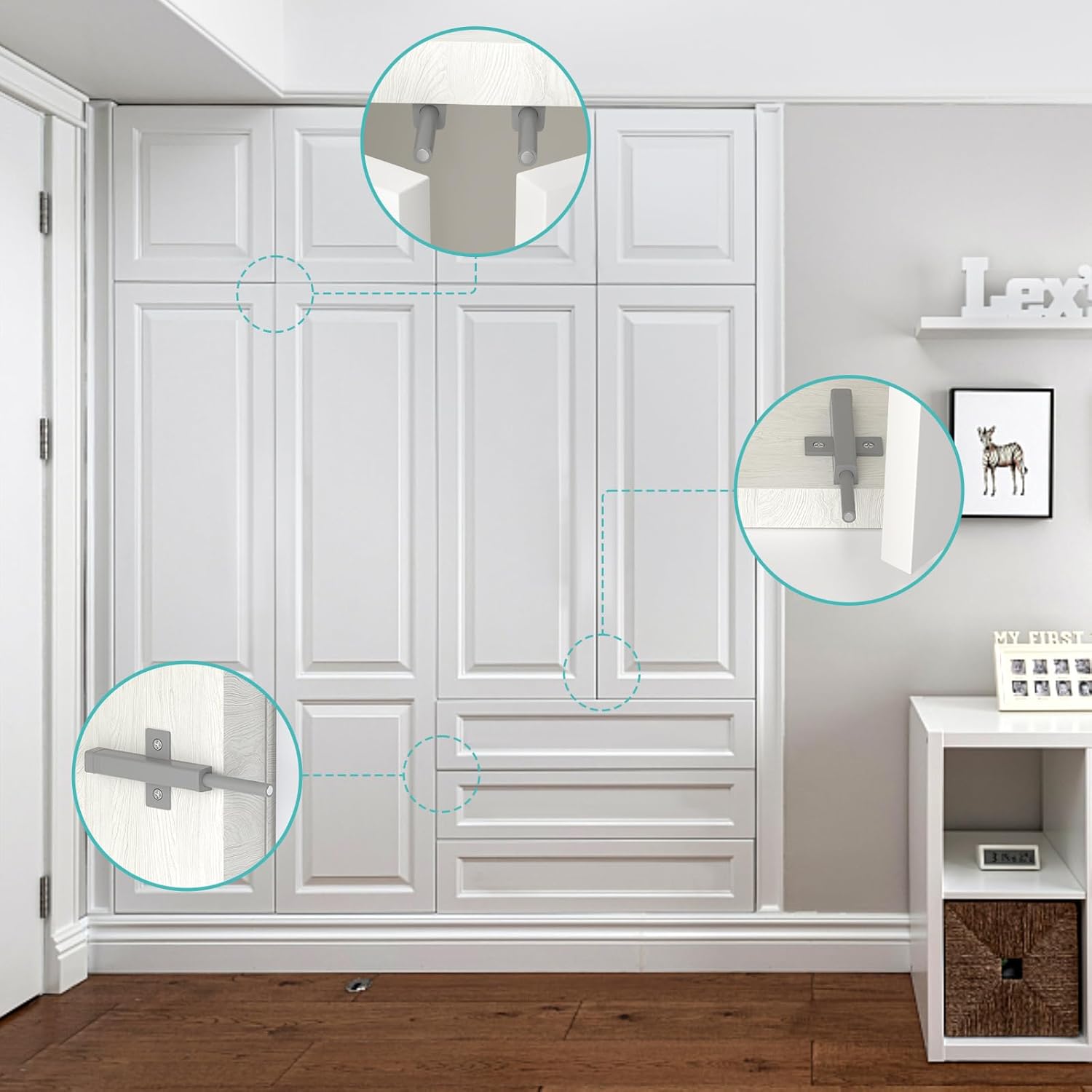 Heavy Duty Push Touch Latch 2 Pack for Cabinets, Doors, Drawers - Magnetic Spring Loaded Push to Open Catch for RV, Barn, Kitchen - Gray Color