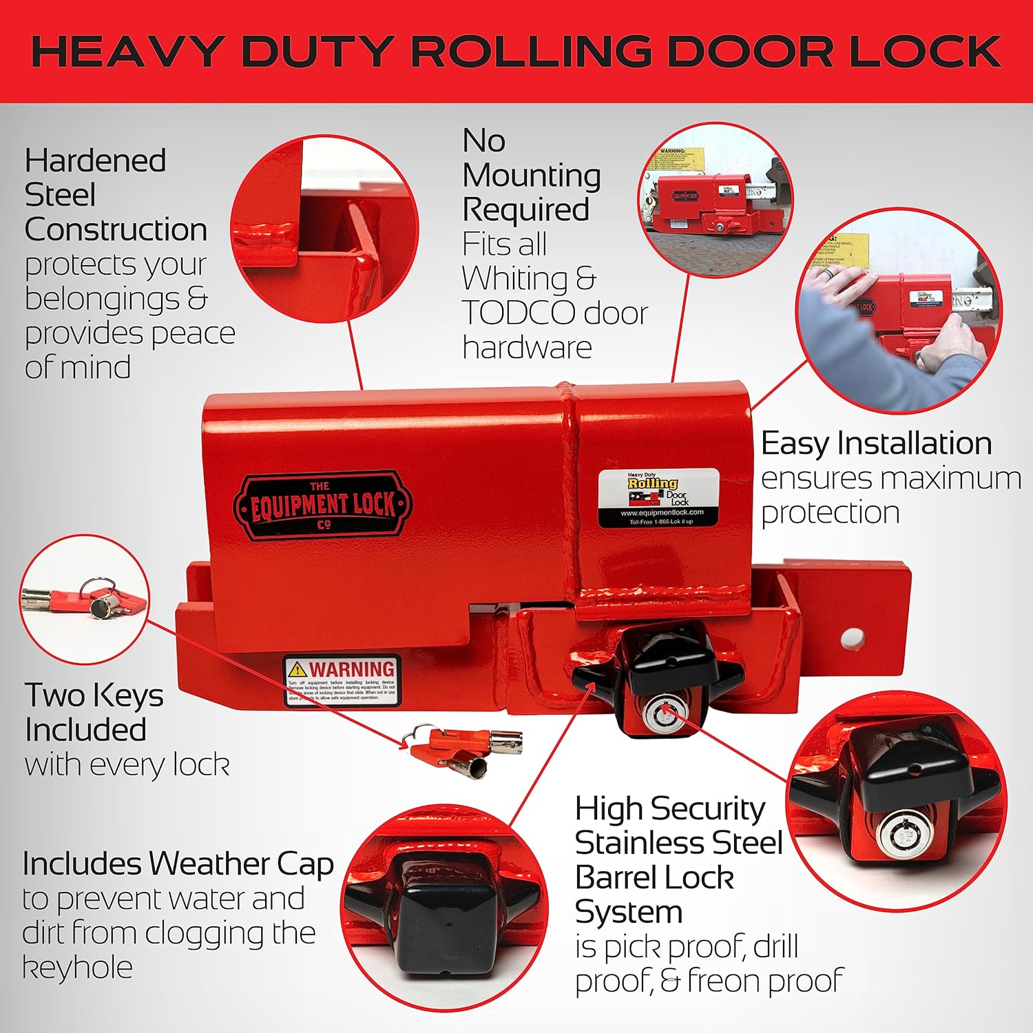 Heavy Duty Rolling Door Lock for Maximum Security Storage Containers, Box Trucks, and Trailers - Keyed Differently for Enhanced Security