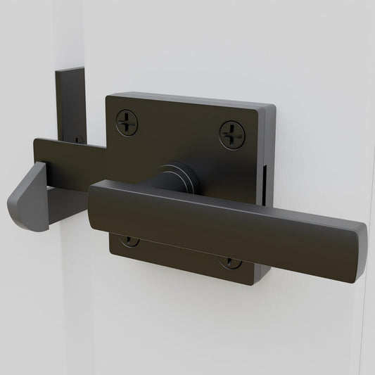 Heavy Duty Self-Locking Double Side Gate Latch for Wooden Fence - Outdoor Aluminum Swinging Door Hardware, Black