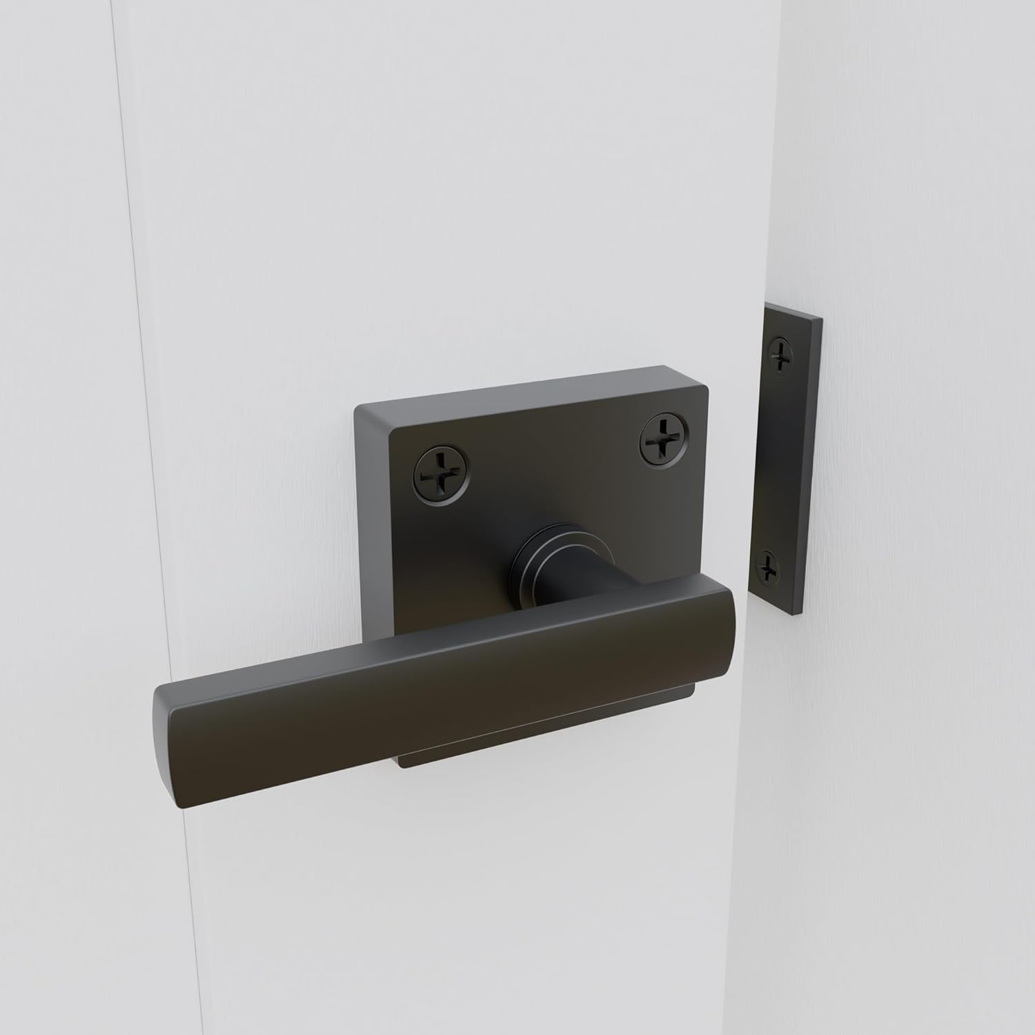 Heavy Duty Self-Locking Double Side Gate Latch for Wooden Fence - Outdoor Aluminum Swinging Door Hardware, Black