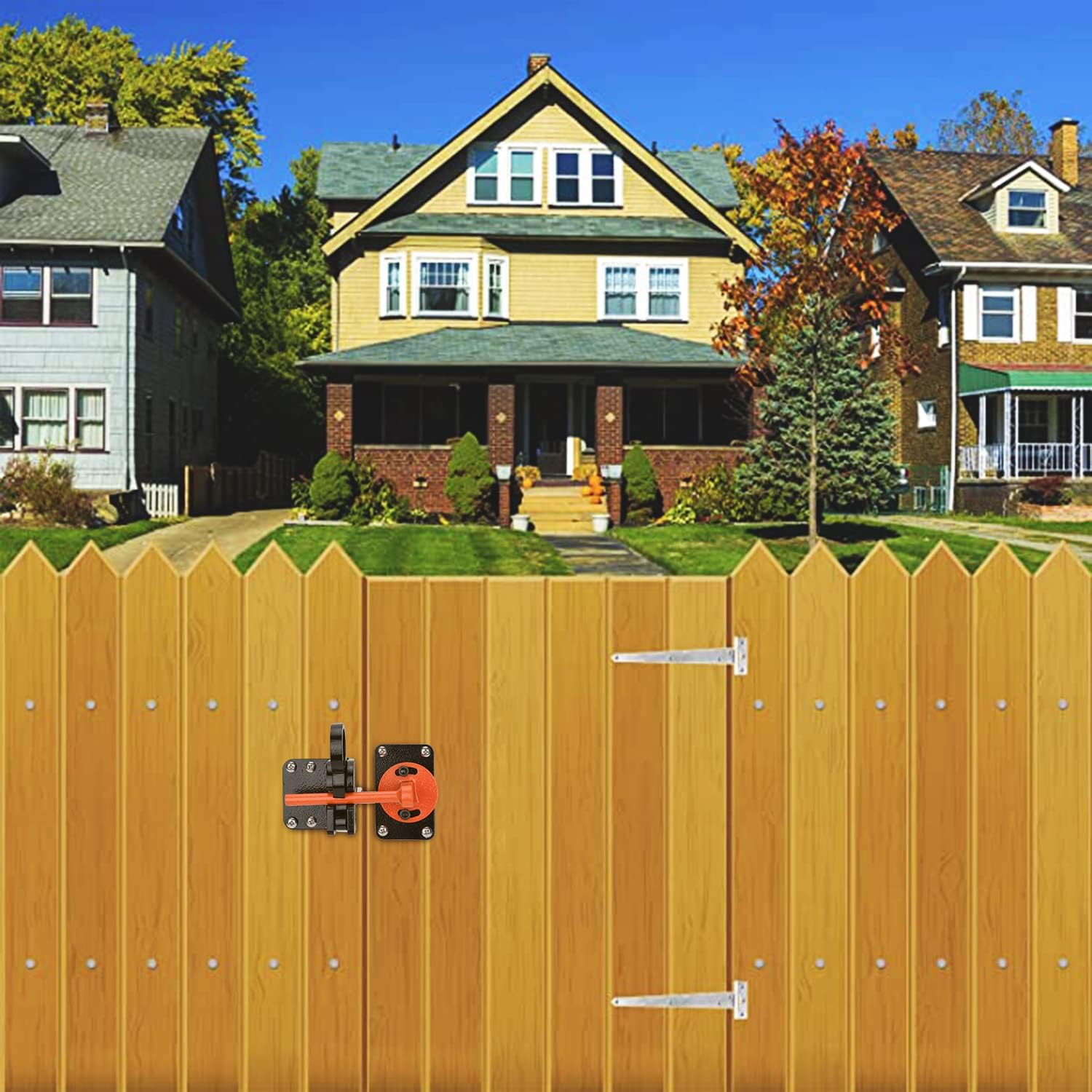 Heavy Duty Self-Locking Gravity Lever Gate Latch with Padlock Hole for Wooden Fence, Swing Open Door, Garden, Garage - 6mm Thick