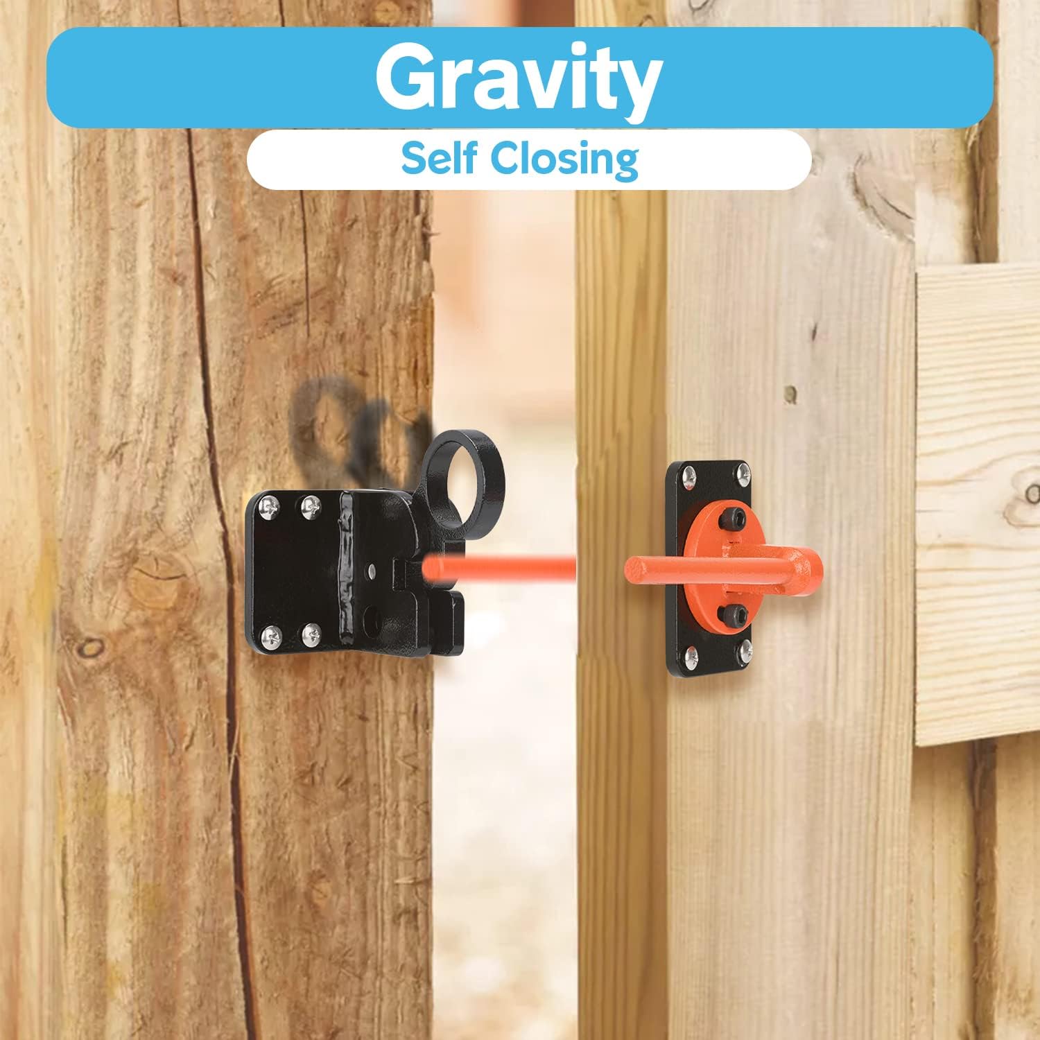 Heavy Duty Self-Locking Gravity Lever Gate Latch with Padlock Hole for Wooden Fence, Swing Open Door, Garden, Garage - 6mm Thick
