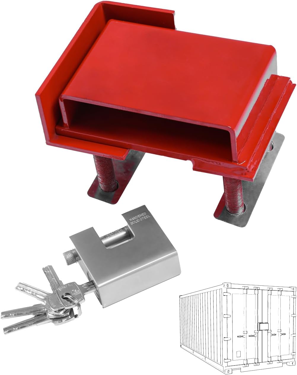 Heavy Duty Shipping Container Lock Box with Padlock & 5 Keys - Autoholic Bolt On Container Accessories