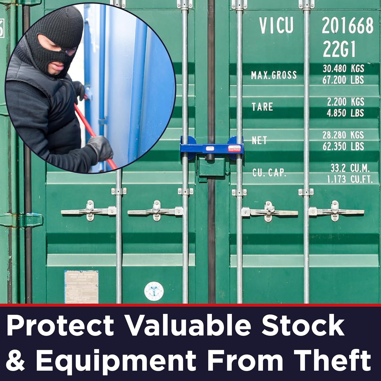 Heavy Duty Shipping Container Lock for Cargo Vans, Semi Trailers, Sea & Box Trailers - Keyed Locks