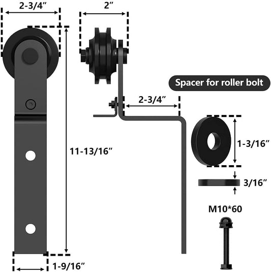 Heavy Duty Single Track Bypass Double Door Roller Set for Sliding Barn Door Hardware by skysen