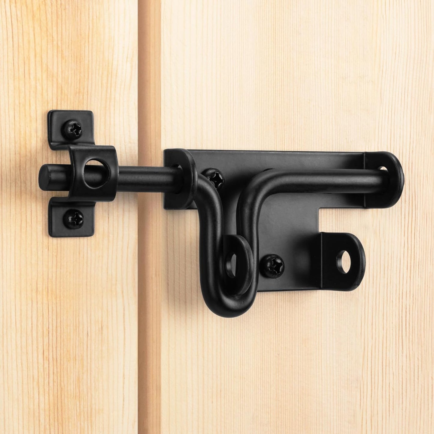 Heavy Duty Slide Bolt Gate Latch Set for Wooden Fence & Doors with Padlock Hole - Black - WildKart