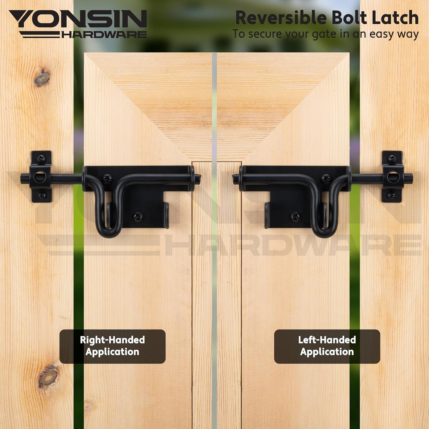 Heavy Duty Slide Bolt Gate Latch Set for Wooden Fence & Doors with Padlock Hole - Black - WildKart