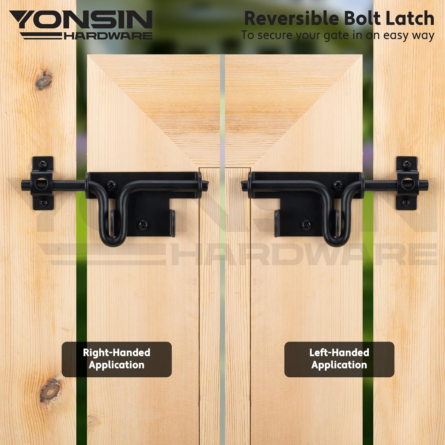 Heavy Duty Slide Bolt Gate Latch Set for Wooden Fence & Doors with Padlock Hole - Black - WildKart