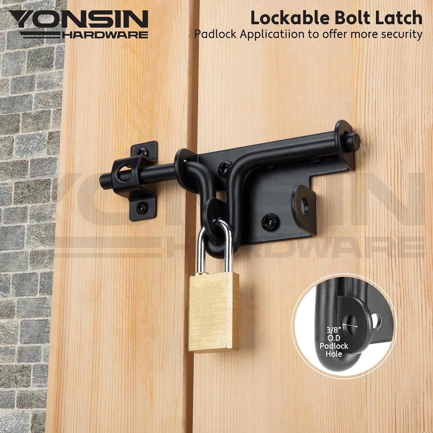 Heavy Duty Slide Bolt Gate Latch Set for Wooden Fence & Doors with Padlock Hole - Black - WildKart