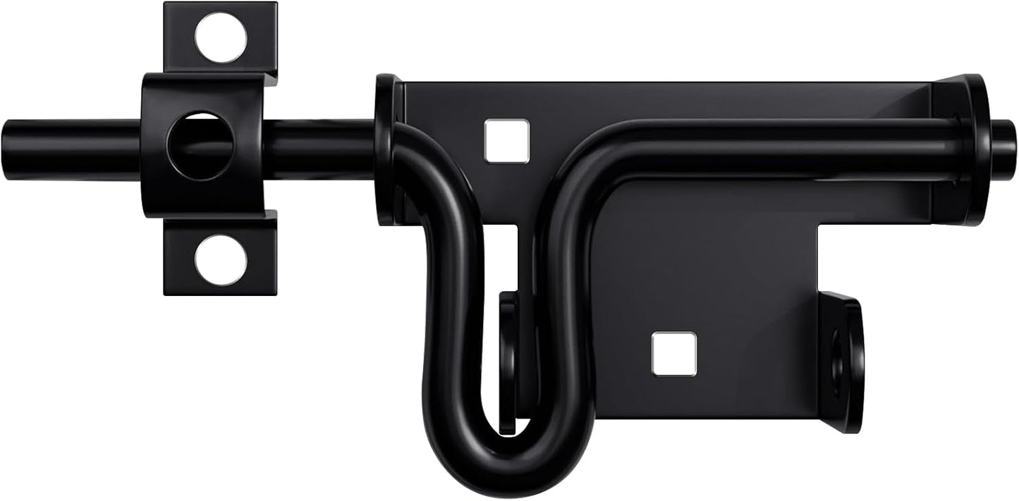 Heavy Duty Slide Bolt Gate Latch with Padlock Hole - Black Barrel Bolt Slide Latches for Wooden Vinyl Barn Shed - WildKart