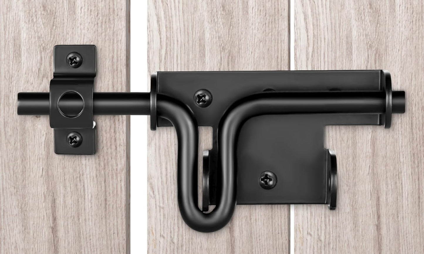 Heavy Duty Slide Bolt Gate Latch with Padlock Hole for Wooden Fence, Shed, Vinyl Door - Outdoor Fence Slide Latches by HTHOOOOOME