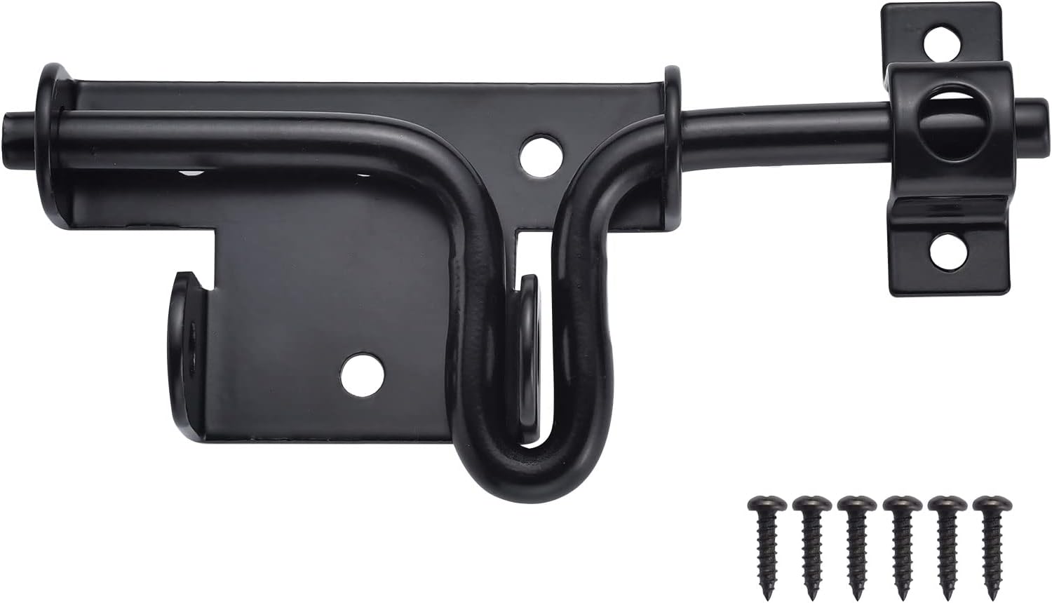 Heavy Duty Slide Bolt Gate Latch with Padlock Hole for Wooden Fence, Shed Door, PVC Fence - Thickened Steel, Black Finish