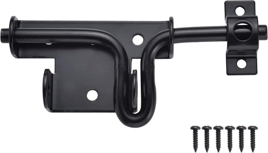 Heavy Duty Slide Bolt Gate Latch with Padlock Hole for Wooden Fence, Shed Door, PVC Fence - Thickened Steel, Black Finish