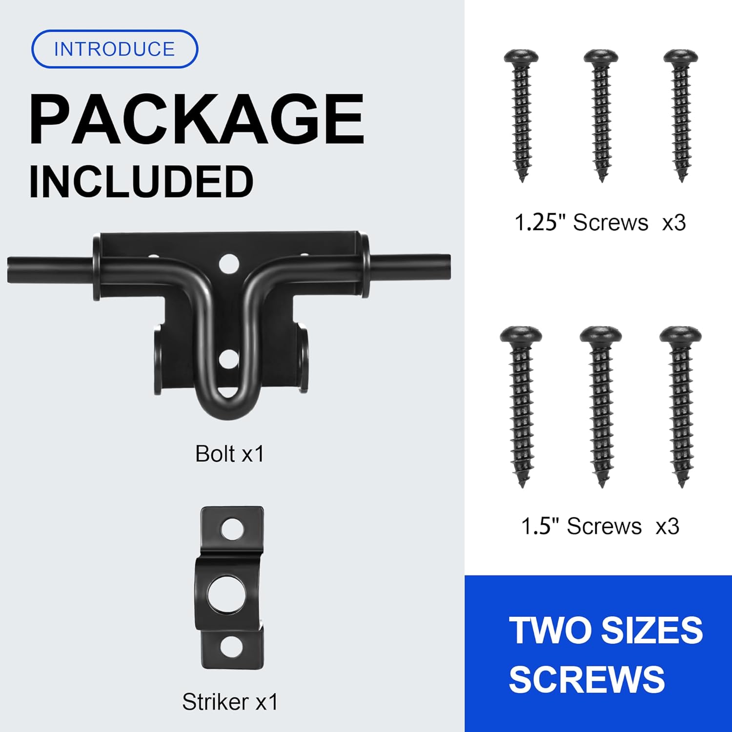Heavy Duty Slide Bolt Gate Latch with Padlock Hole for Wooden Fence, Shed, Vinyl Door - Outdoor Fence Slide Latches by HTHOOOOOME