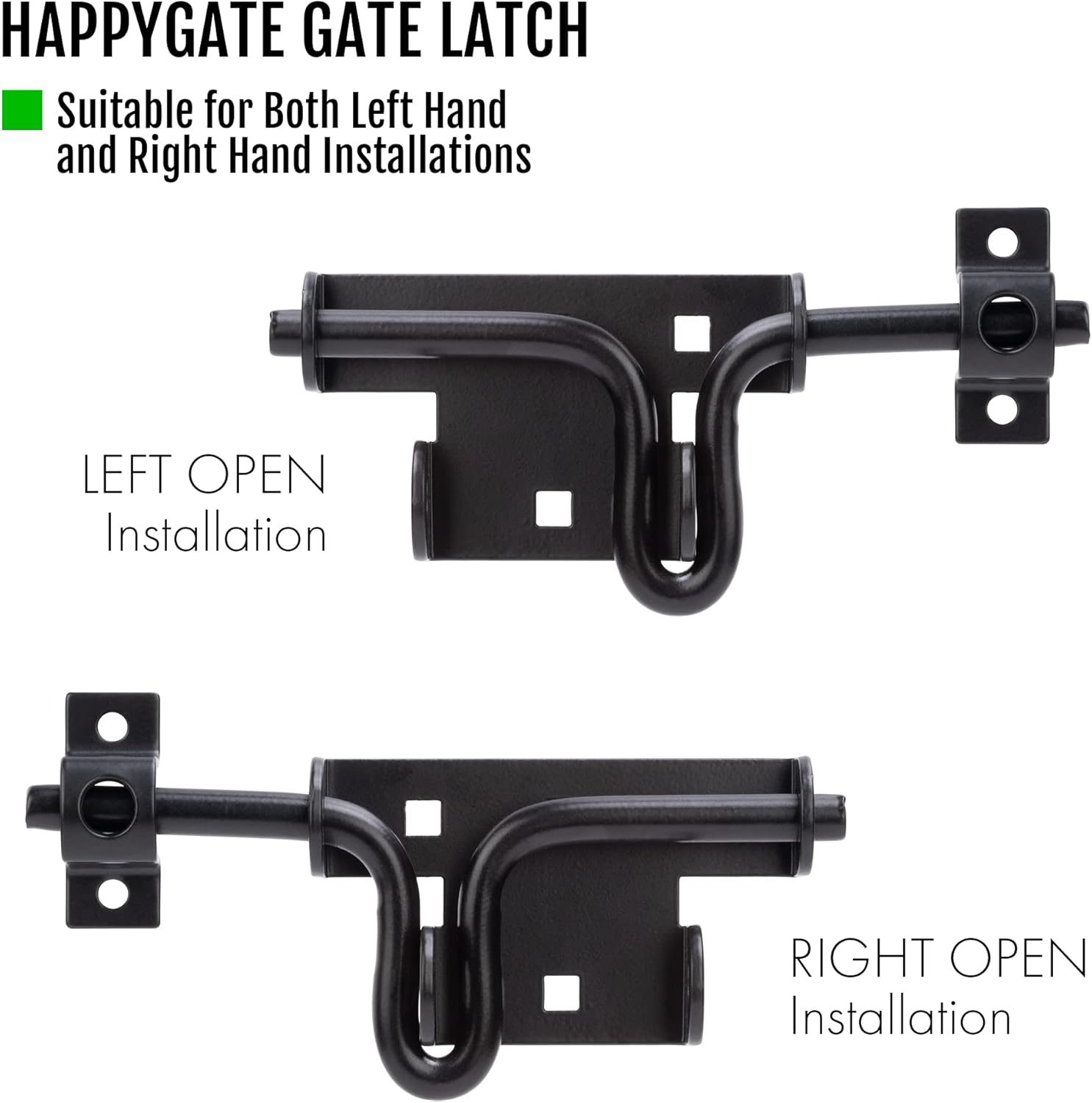 Heavy Duty Slide Bolt Gate Latch with Padlock Hole for Wooden Fence - Solid Steel Sliding Door Lock Hardware for Shed, Yard, Barn - Black