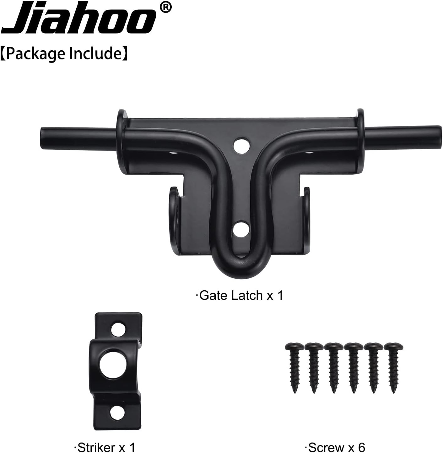 Heavy Duty Slide Bolt Gate Latch with Padlock Hole for Wooden Fence, Shed Door, PVC Fence - Thickened Steel, Black Finish