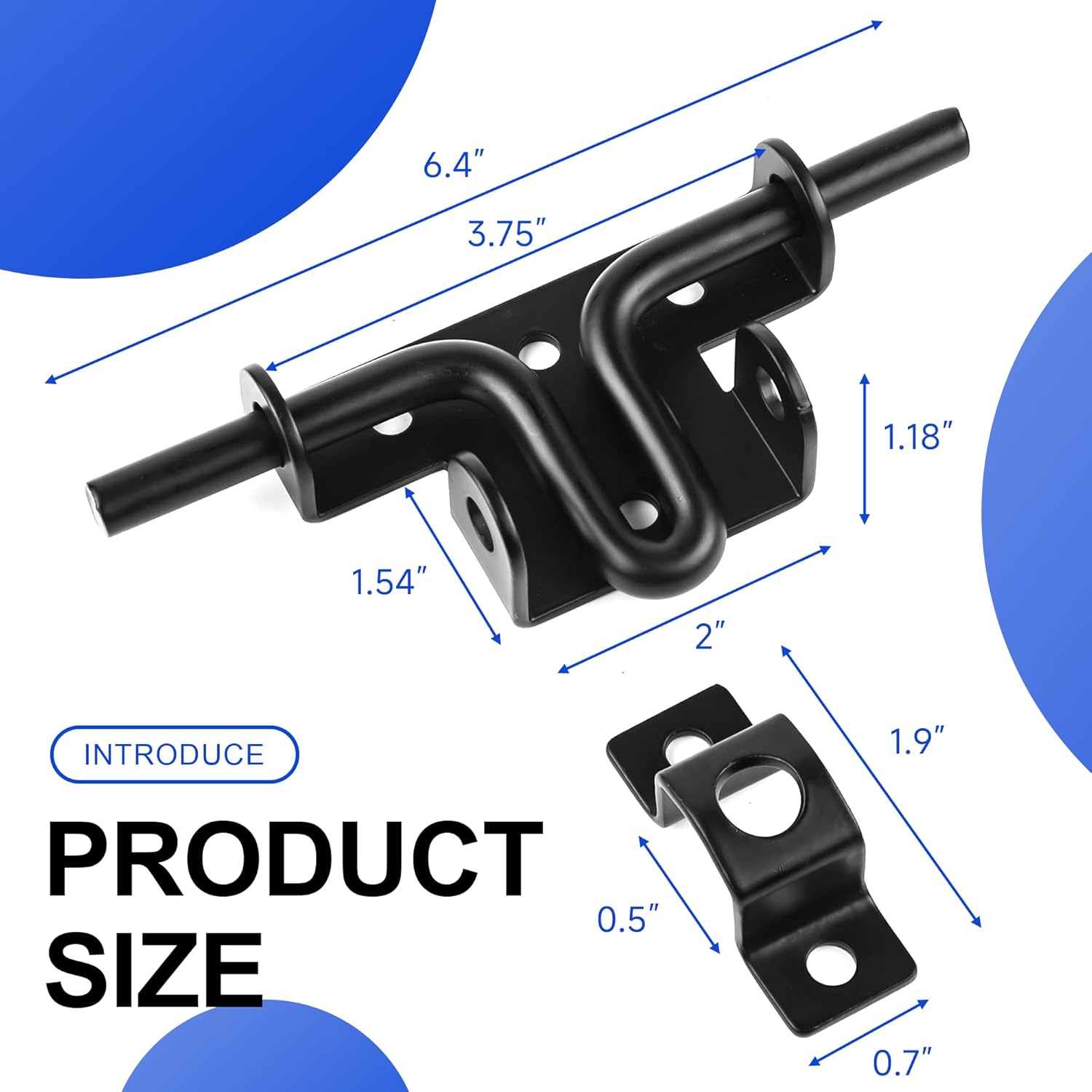 Heavy Duty Slide Bolt Gate Latch with Padlock Hole for Wooden Fence, Shed, Vinyl Door - Outdoor Fence Slide Latches by HTHOOOOOME