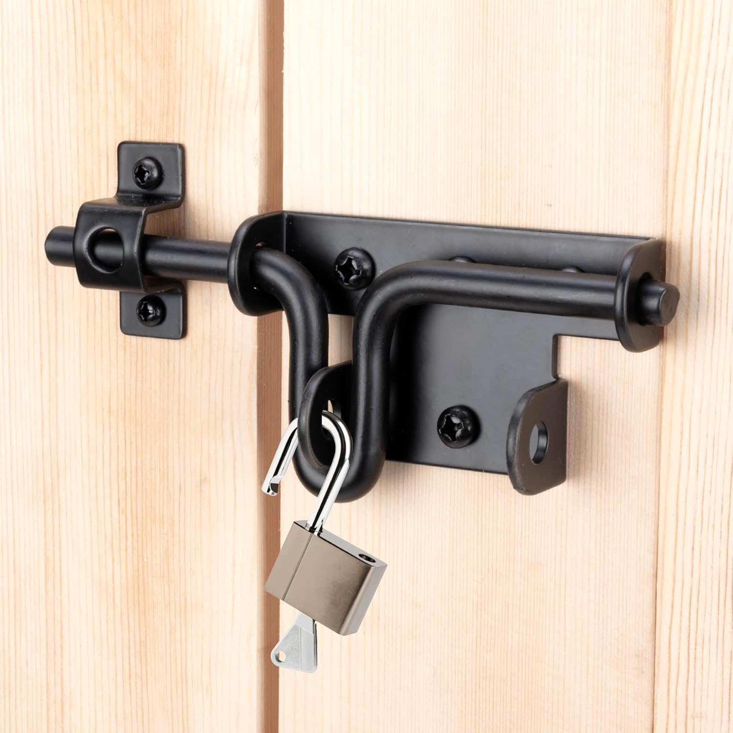 Heavy Duty Slide Bolt Gate Latch with Padlock Hole for Wooden Fence, Shed, Vinyl Door - Outdoor Fence Slide Latches by HTHOOOOOME