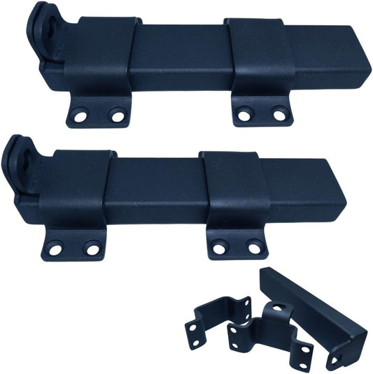 Heavy Duty Slide Gate Latch with Padlock Hole - Ideal for Wooden Fences, Barn Doors, Outdoor Gates, Sheds, Matte Black (Style 1-M1-set 2)