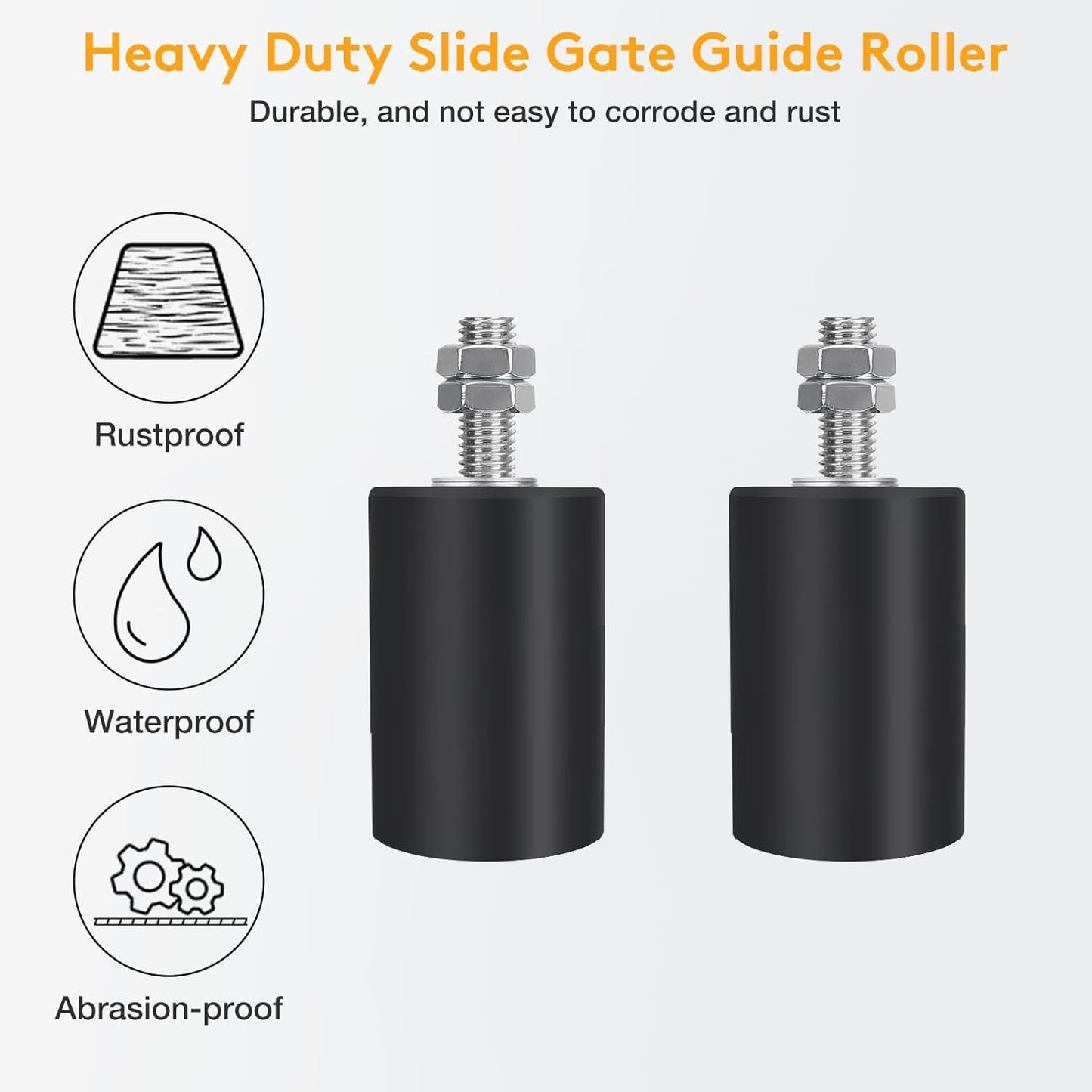 Heavy Duty Sliding Gate Roller Guide Kit with L-Brackets - 2-3/4" Adjustable Rollers