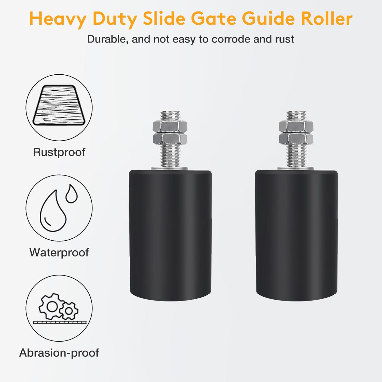 Heavy Duty Sliding Gate Roller Guide Kit with L-Brackets - 2-3/4" Adjustable Rollers
